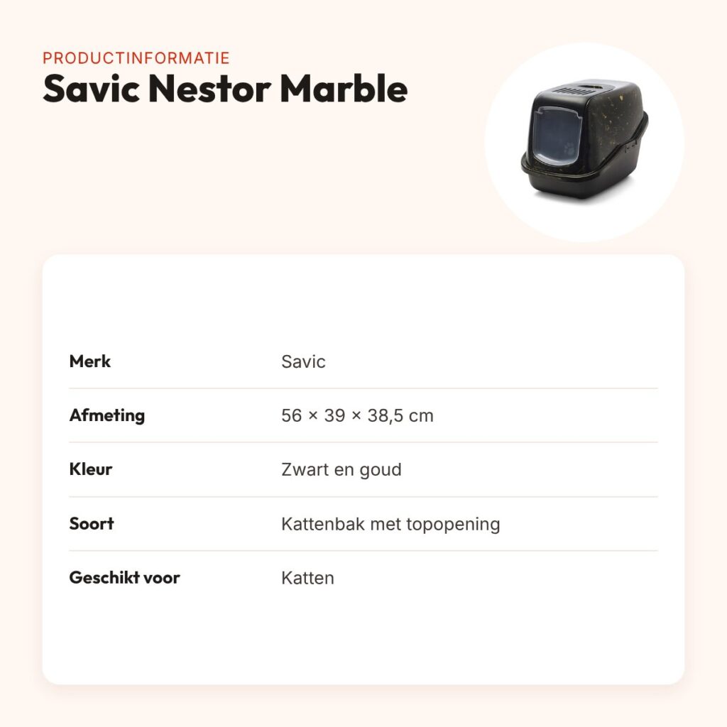 Savic kattenbak Nestor Marble zwart/goud 56 x 39 x 38,5 cm – productinformatie
