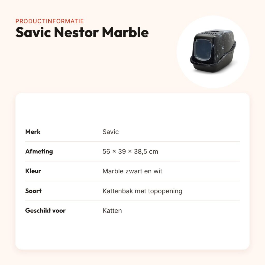 Savic kattenbak Nestor Marble zwart/wit 56 x 39 x 38,5 cm – productinformatie