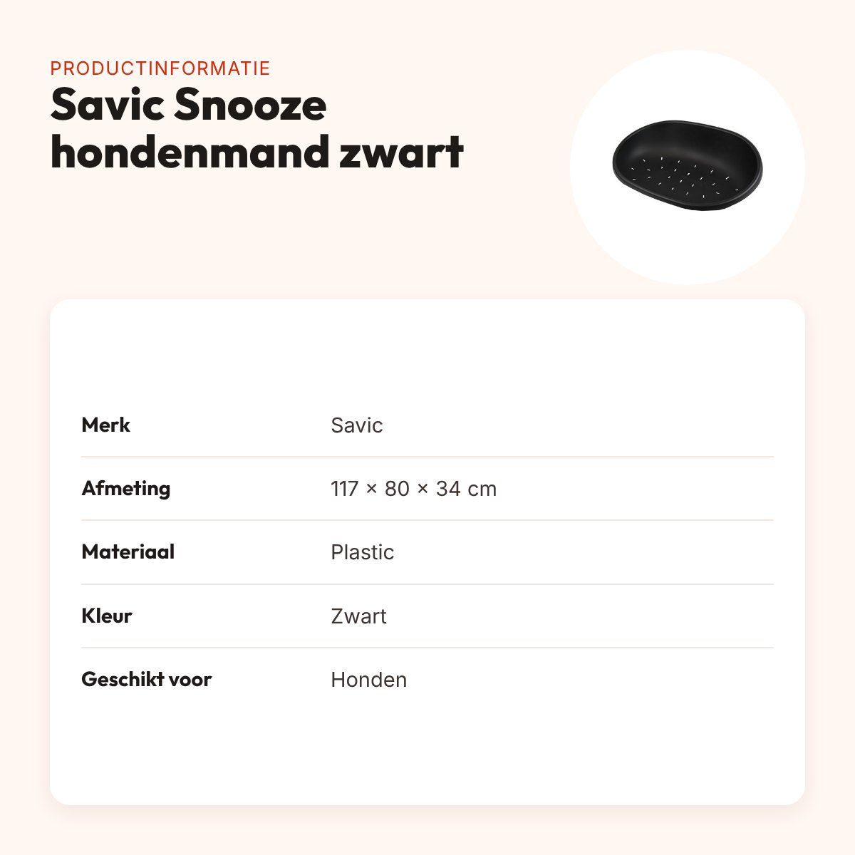 Savic Snooze hondenmand plastic zwart 117 x 80 x 34 cm – anti-slip – productinformatie