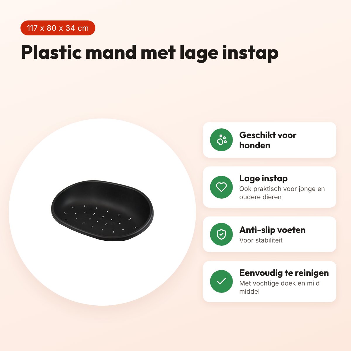 Savic Snooze hondenmand plastic zwart 117 x 80 x 34 cm – anti-slip – voordelen