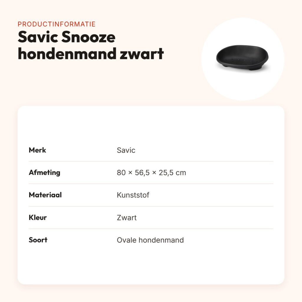 Savic Snooze hondenmand plastic zwart 80 x 56,5 x 25,5 cm – ovaal – productinformatie