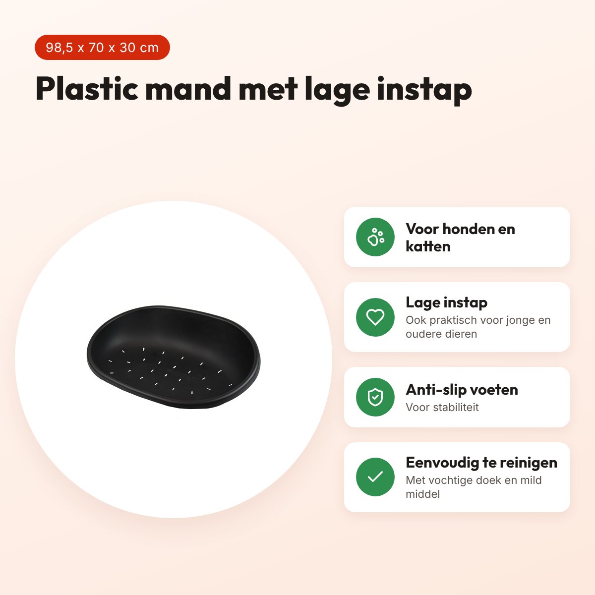 Savic Snooze hondenmand plastic zwart 98,5 x 70 x 30 cm – anti-slip – voordelen