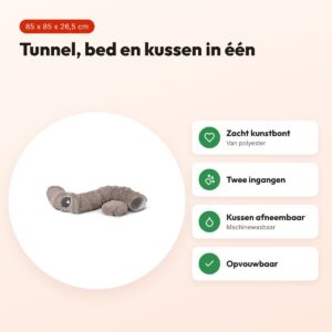 Savic Snuggle Tunnel kattenmand warm grijs 85 x 85 x 26,5 cm – 3-in-1 – voordelen