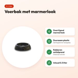 Savic voerbak Delice 1 Marble 0,3 liter – zwart/goud, antislip – voordelen