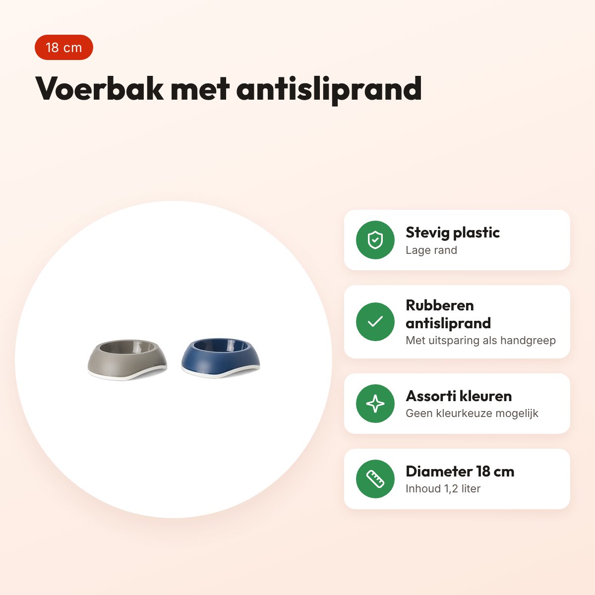 Savic voerbak Delice 18 cm 1,2 liter – assorti kleuren, antislip – voordelen
