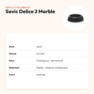 Savic voerbak Delice 2 Marble 0,6 liter – zwart/goud, antislip – productinformatie