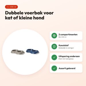 Savic voerbak Delice dubbel assorti 2 x 200 ml – kat of kleine hond – voordelen