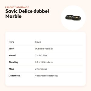 Savic voerbak Delice dubbel Marble zwart/goud 2 x 0,2 liter – productinformatie