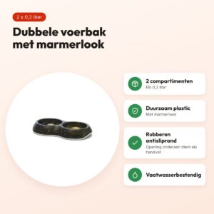 Savic voerbak Delice dubbel Marble zwart/goud 2 x 0,2 liter – voordelen