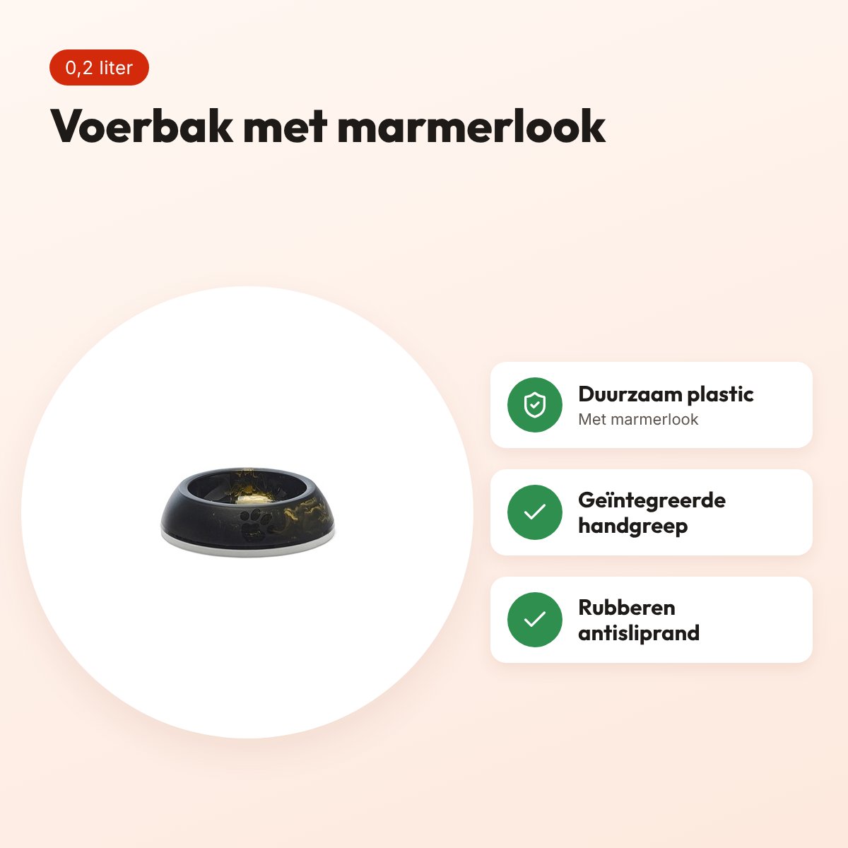 Savic voerbak kat Delice Marble zwart/goud 0,2 liter – voordelen
