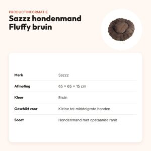 Sazzz hondenmand Fluffy bruin 65 x 65 x 15 cm – productinformatie