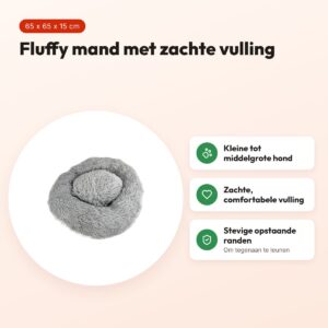 Sazzz hondenmand Fluffy lichtgrijs 65 x 65 x 15 cm – voordelen