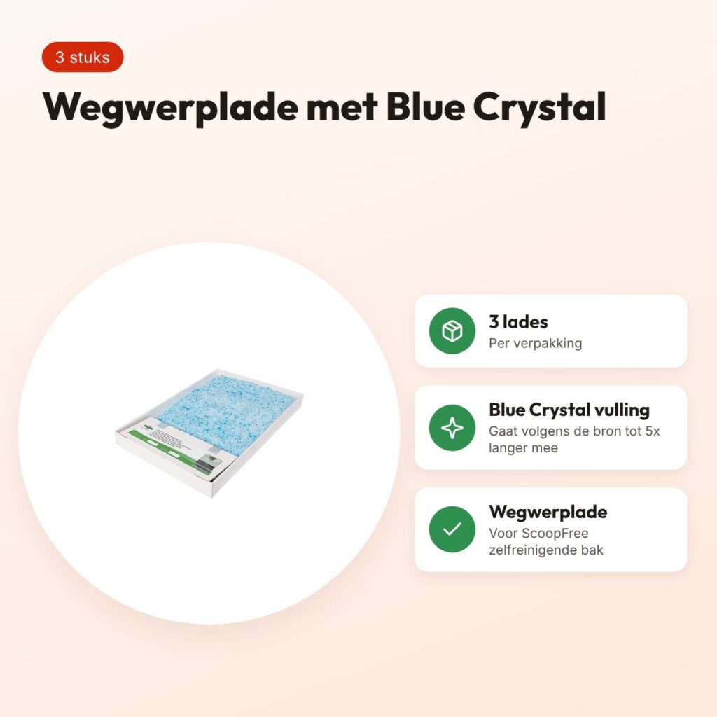 ScoopFree vervangingslade Blue Crystal kattenbakvulling – 3 stuks – voordelen