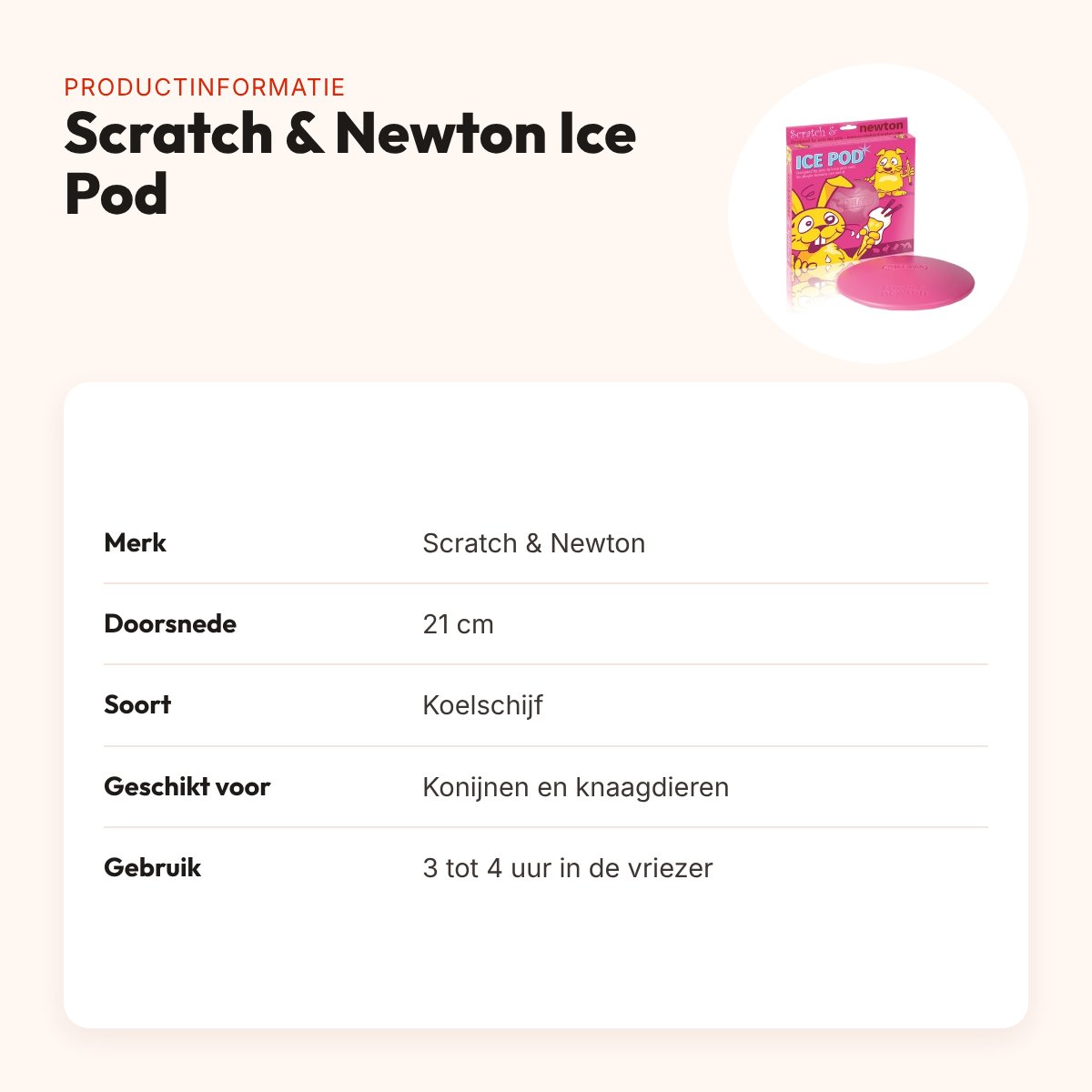 Scratch & Newton Ice Pod koelschijf 21 cm – voor konijnen en knaagdieren – productinformatie