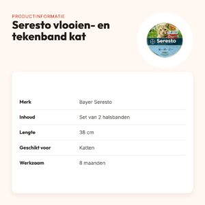 Seresto teken- en vlooienband kat 38 cm – set van 2 halsbanden – productinformatie