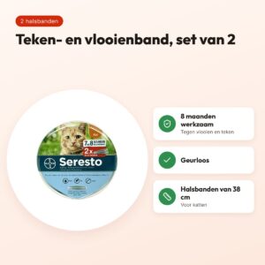 Seresto teken- en vlooienband kat 38 cm – set van 2 halsbanden – voordelen