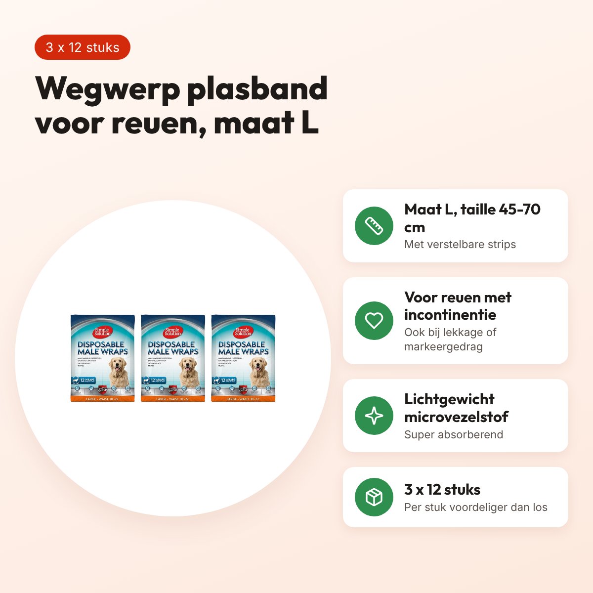 Simple Solution plasband reu wegwerp L 45-70 cm – multipack 3 x 12 stuks – voordelen