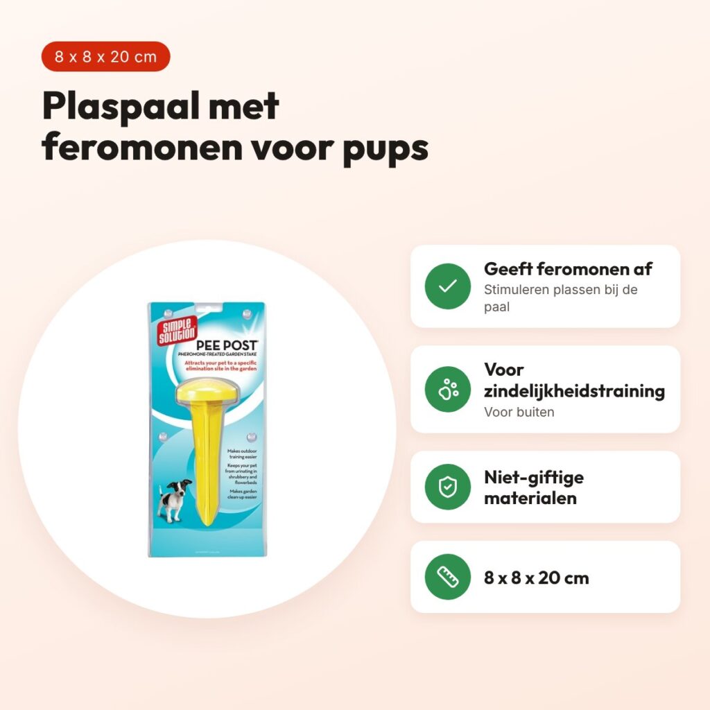 Simple Solution puppy plaspaal outdoor met feromonen – 8 x 8 x 20 cm – voordelen
