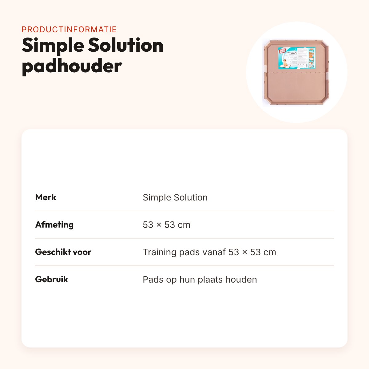 Simple Solution puppy training pads houder 53 x 53 cm – productinformatie