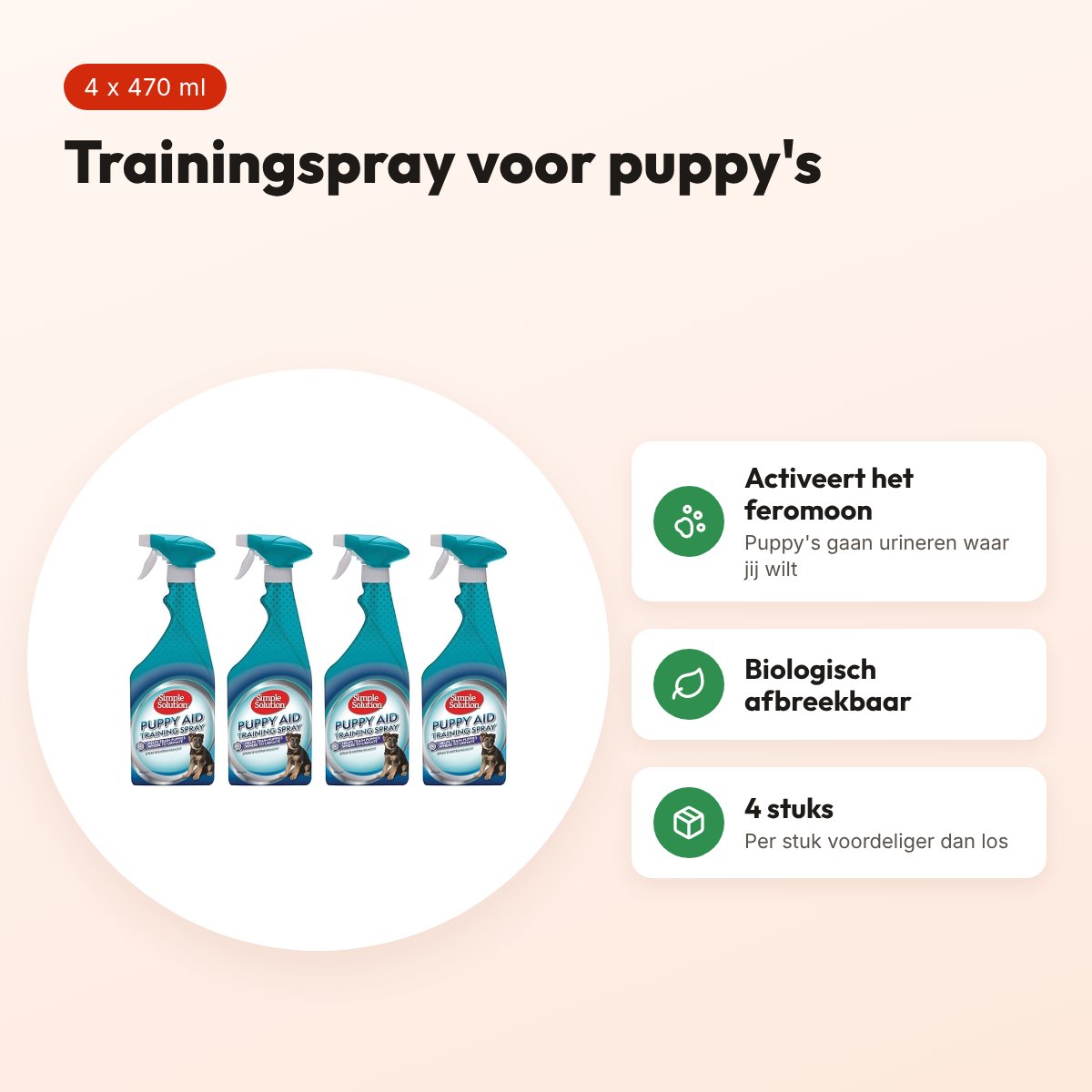 Simple Solution puppy trainingspray 470 ml – multipack 4 stuks – voordelen