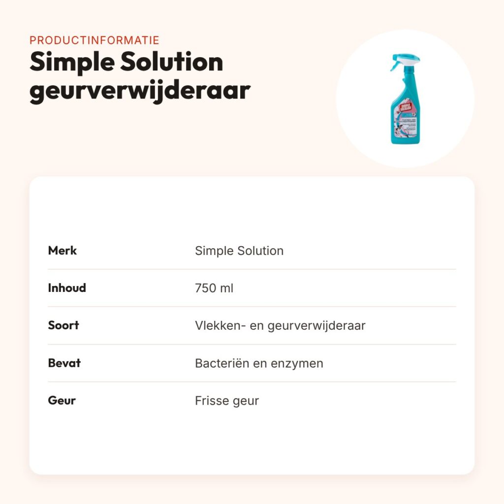 Simple Solution vlekken- en geurverwijderaar 750 ml – met enzymen – productinformatie