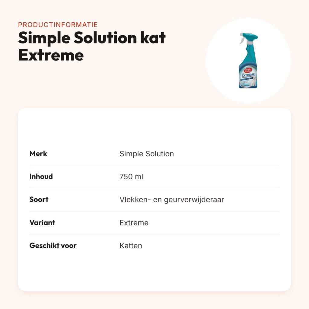 Simple Solution vlekverwijderaar kat Extreme 750 ml – vlekken en geur – productinformatie