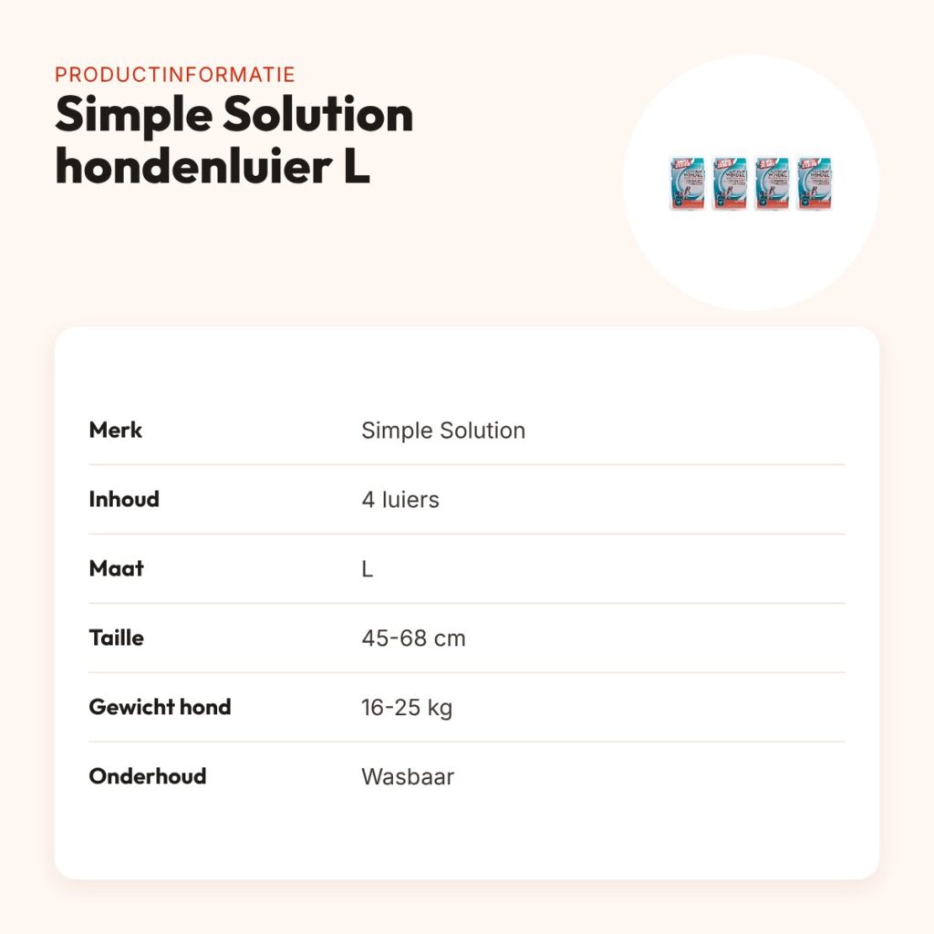 Simple Solution wasbare hondenluier L taille 45-68 cm – multipack 4 stuks – productinformatie