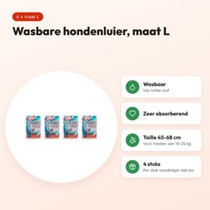 Simple Solution wasbare hondenluier L taille 45-68 cm – multipack 4 stuks – voordelen