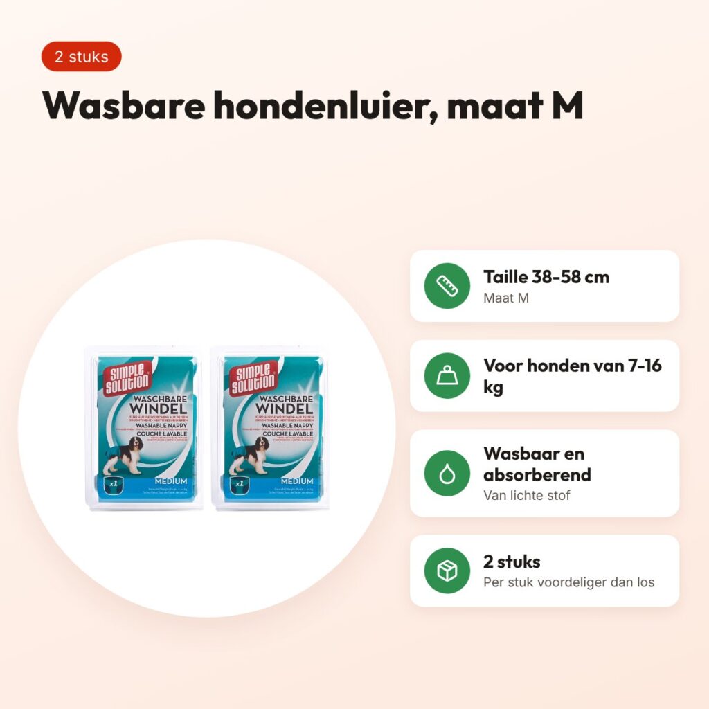 Simple Solution wasbare hondenluier M 38-58 cm – multipack 2 stuks – voordelen