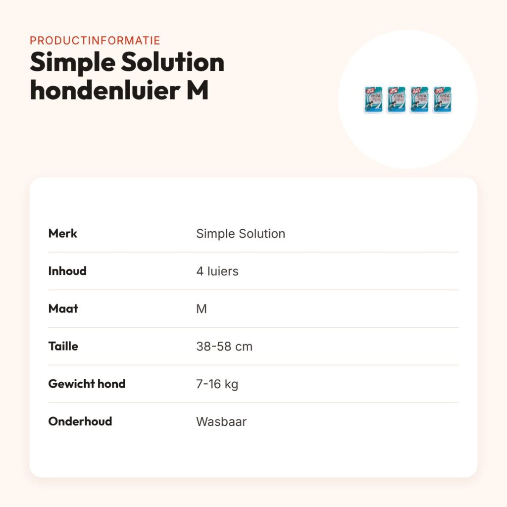 Simple Solution wasbare hondenluier M taille 38-58 cm – multipack 4 stuks – productinformatie