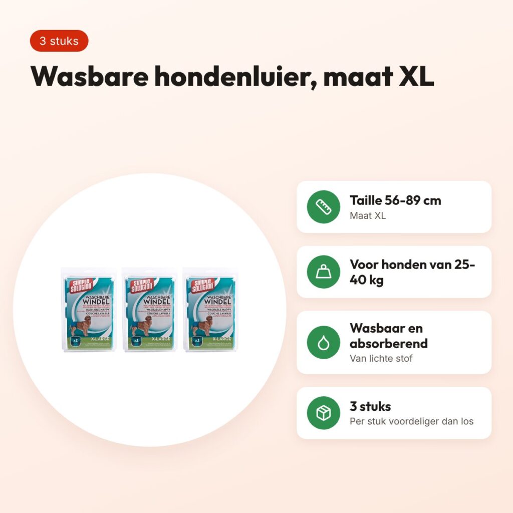 Simple Solution wasbare hondenluier XL 56-89 cm – multipack 3 stuks – voordelen