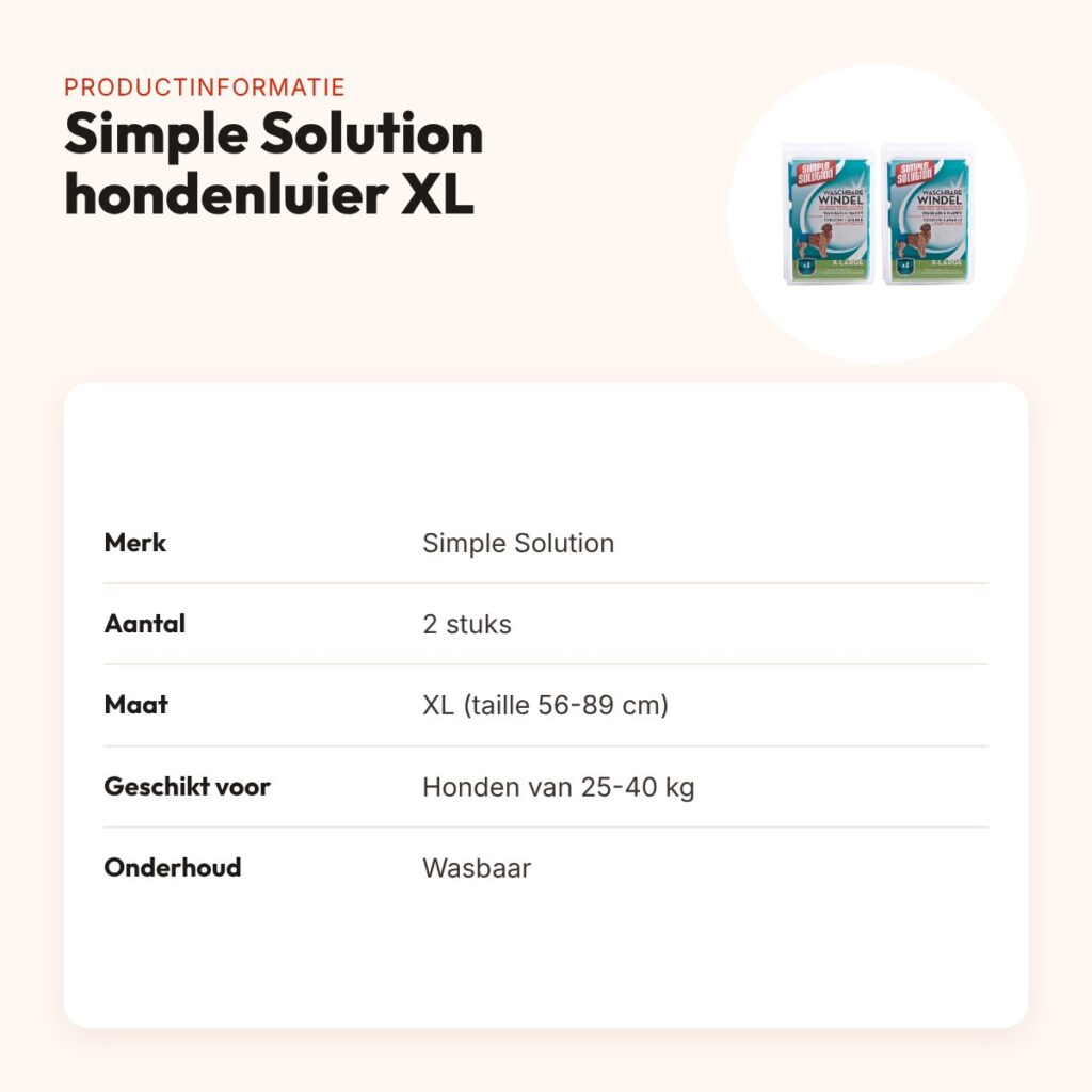 Simple Solution wasbare hondenluier XL taille 56-89 cm – multipack 2 stuks – productinformatie