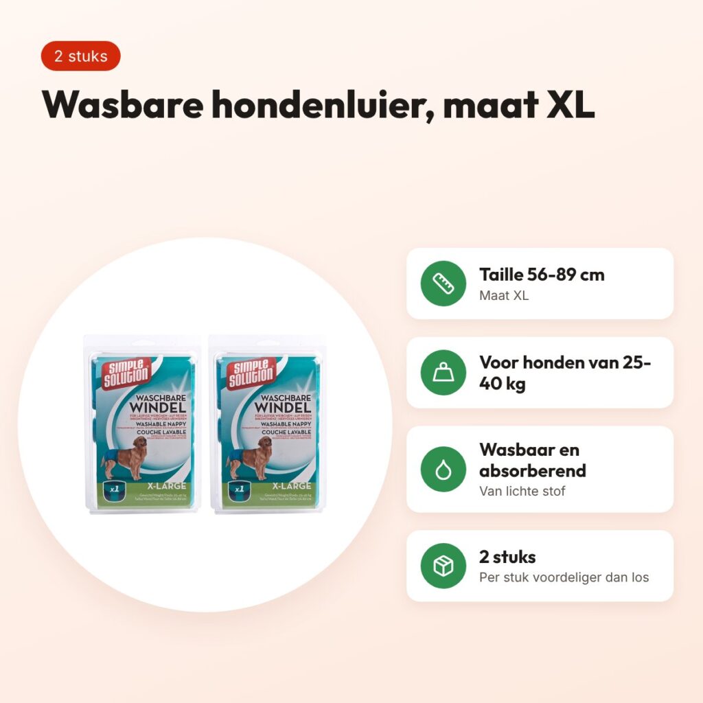 Simple Solution wasbare hondenluier XL taille 56-89 cm – multipack 2 stuks – voordelen