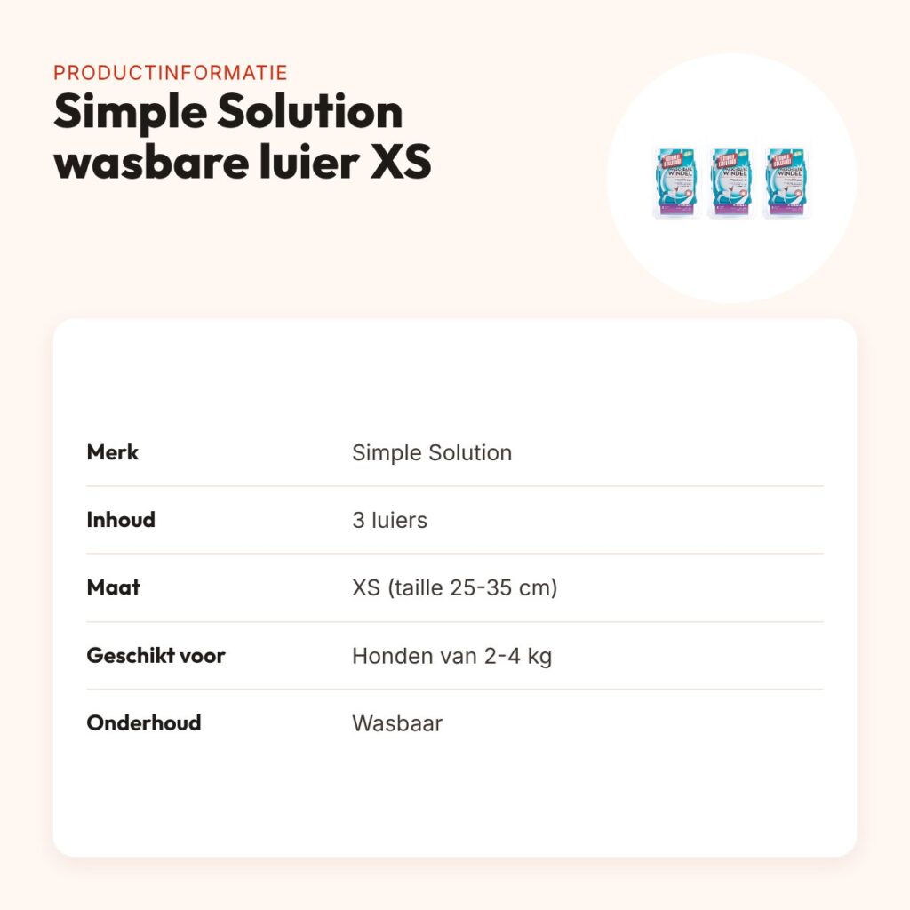 Simple Solution wasbare hondenluier XS 25-35 cm – multipack 3 stuks – productinformatie