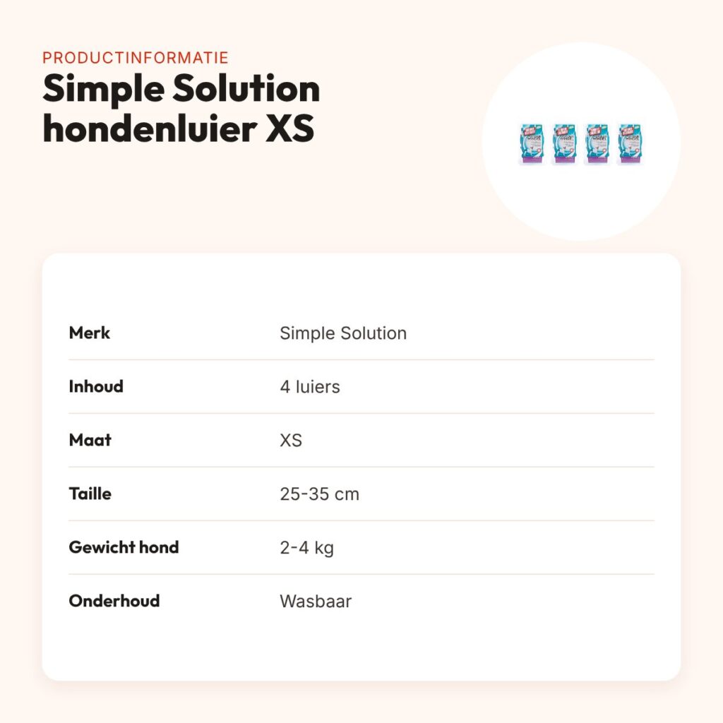 Simple Solution wasbare hondenluier XS taille 25-35 cm – multipack 4 stuks – productinformatie