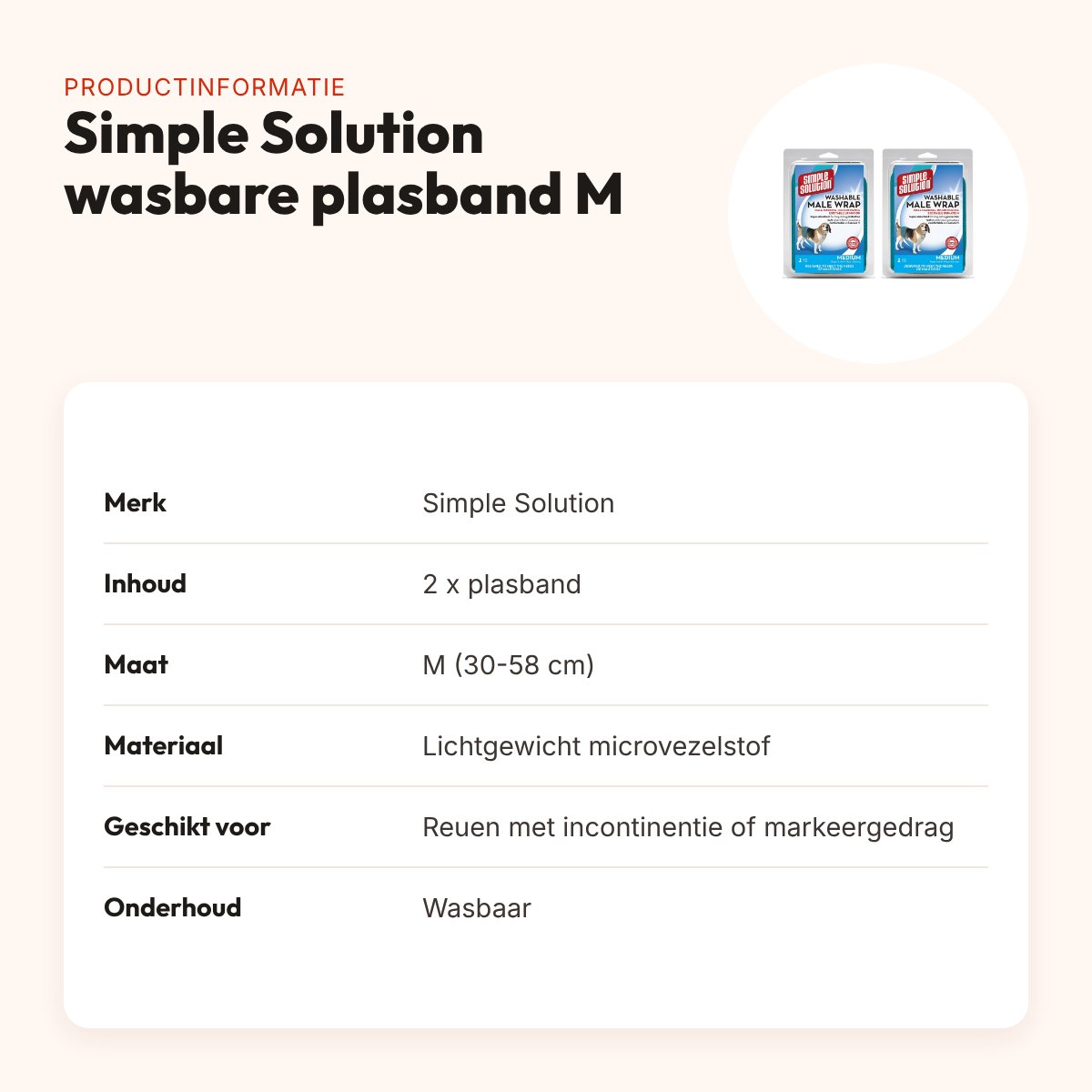 Simple Solution wasbare plasband reu M 30-58 cm – multipack 2 stuks – productinformatie