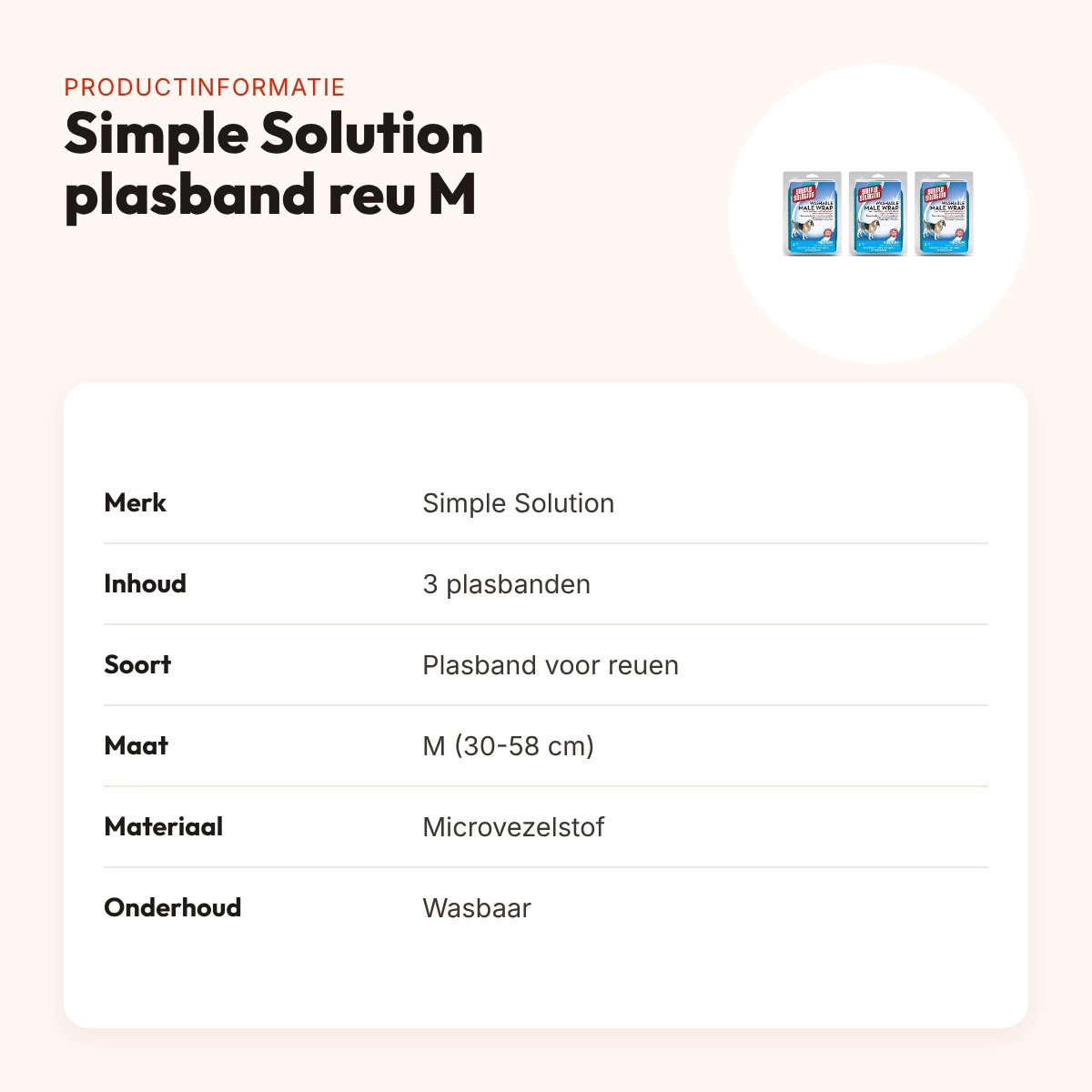 Simple Solution wasbare plasband reu maat M 30-58 cm – multipack 3 stuks – productinformatie