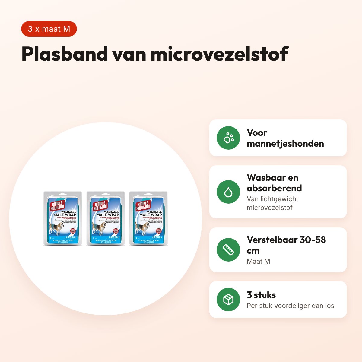 Simple Solution wasbare plasband reu maat M 30-58 cm – multipack 3 stuks – voordelen