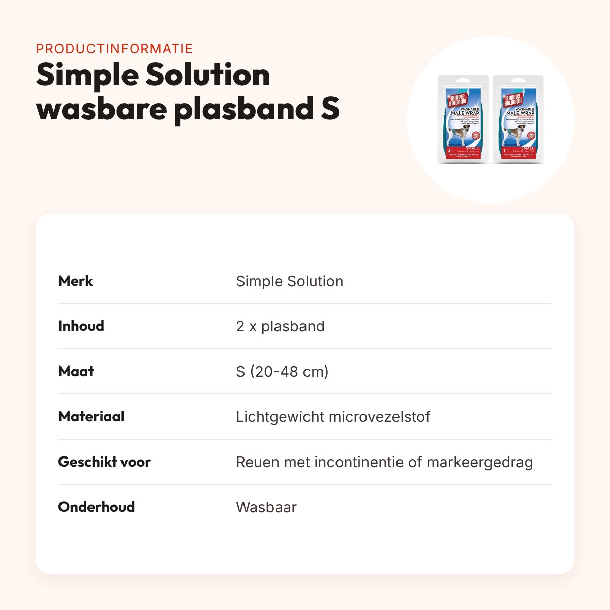 Simple Solution wasbare plasband reu S 20-48 cm – multipack 2 stuks – productinformatie