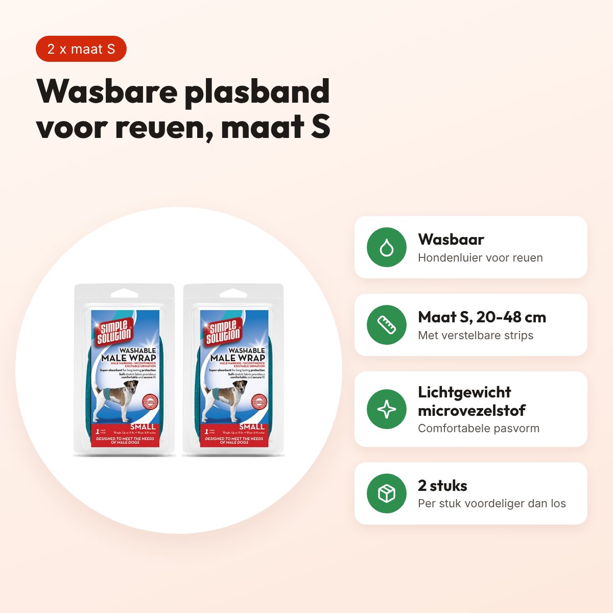 Simple Solution wasbare plasband reu S 20-48 cm – multipack 2 stuks – voordelen