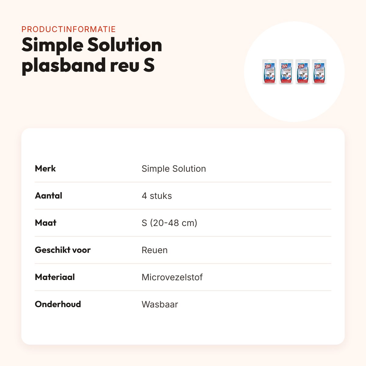 Simple Solution wasbare plasband reu S 20-48 cm – multipack 4 stuks – productinformatie