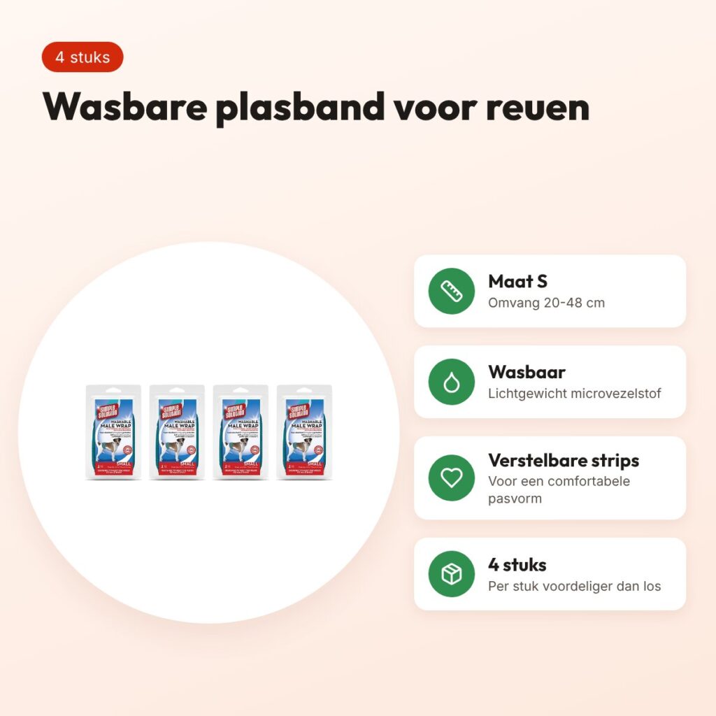 Simple Solution wasbare plasband reu S 20-48 cm – multipack 4 stuks – voordelen