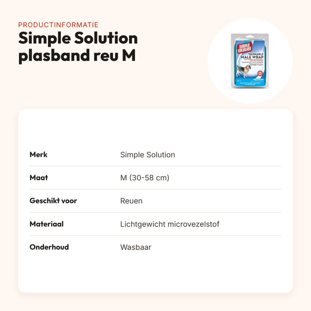 Simple Solution wasbare plasband voor reuen M 30-58 cm – verstelbaar – productinformatie