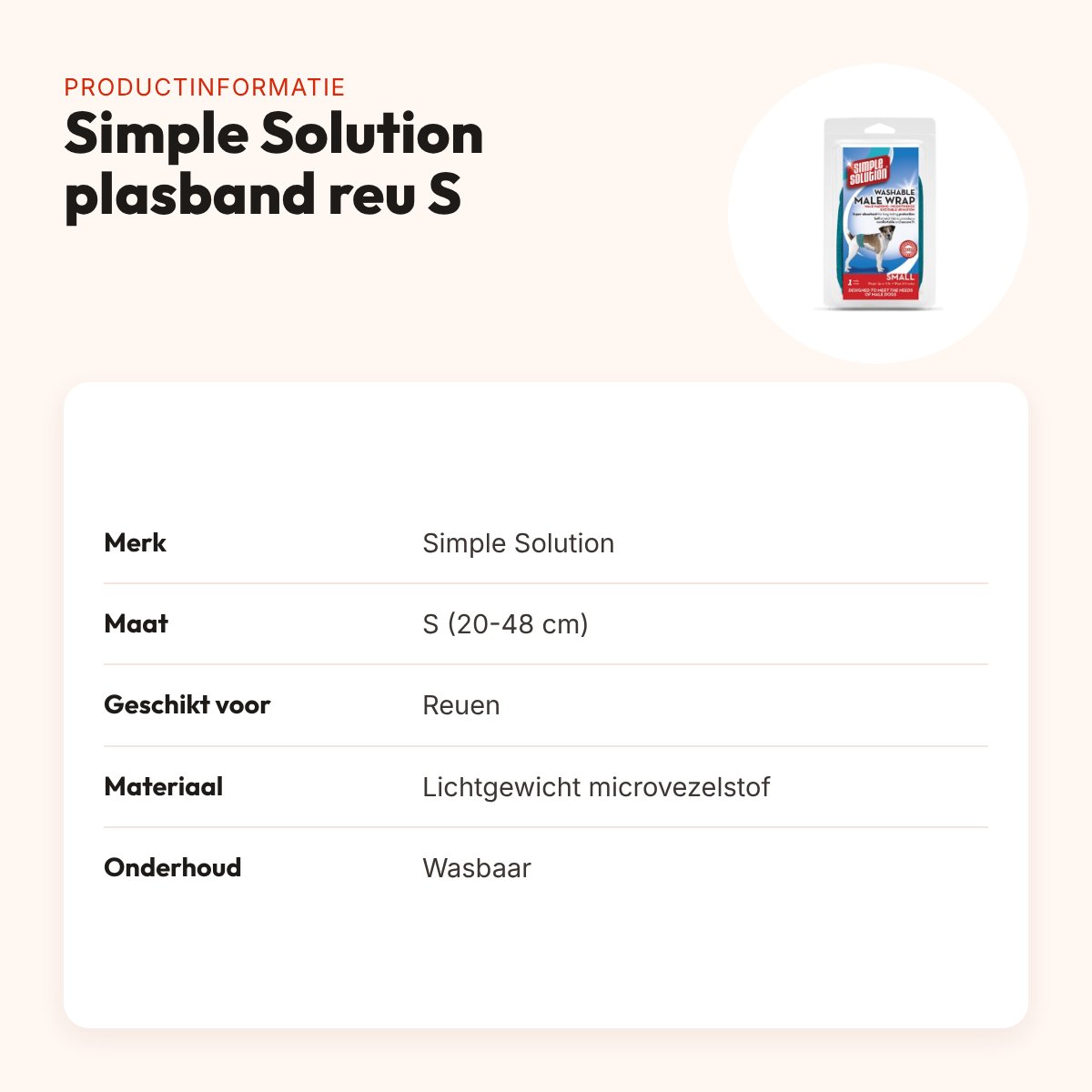 Simple Solution wasbare plasband voor reuen S 20-48 cm – lichtgewicht – productinformatie
