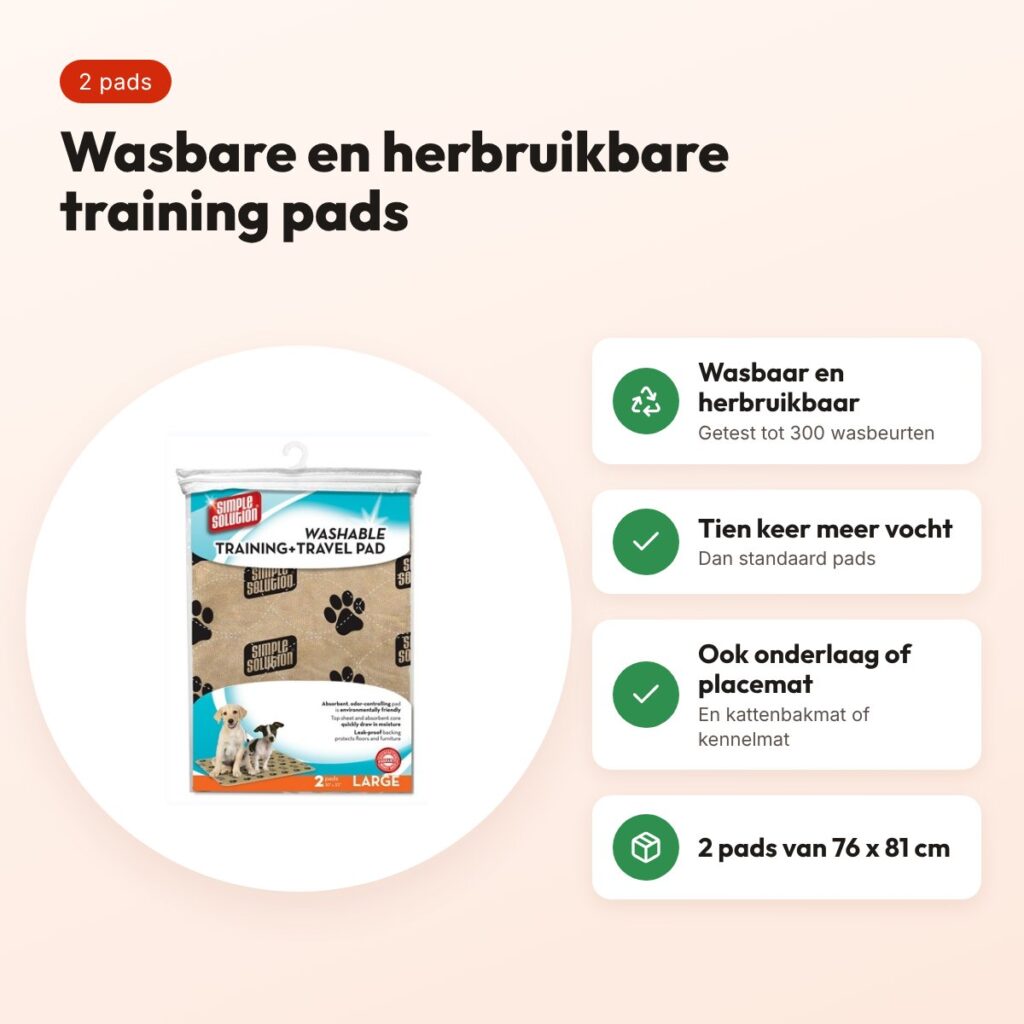 Simple Solution wasbare puppy training pads 76 x 81 cm – 2 stuks – voordelen