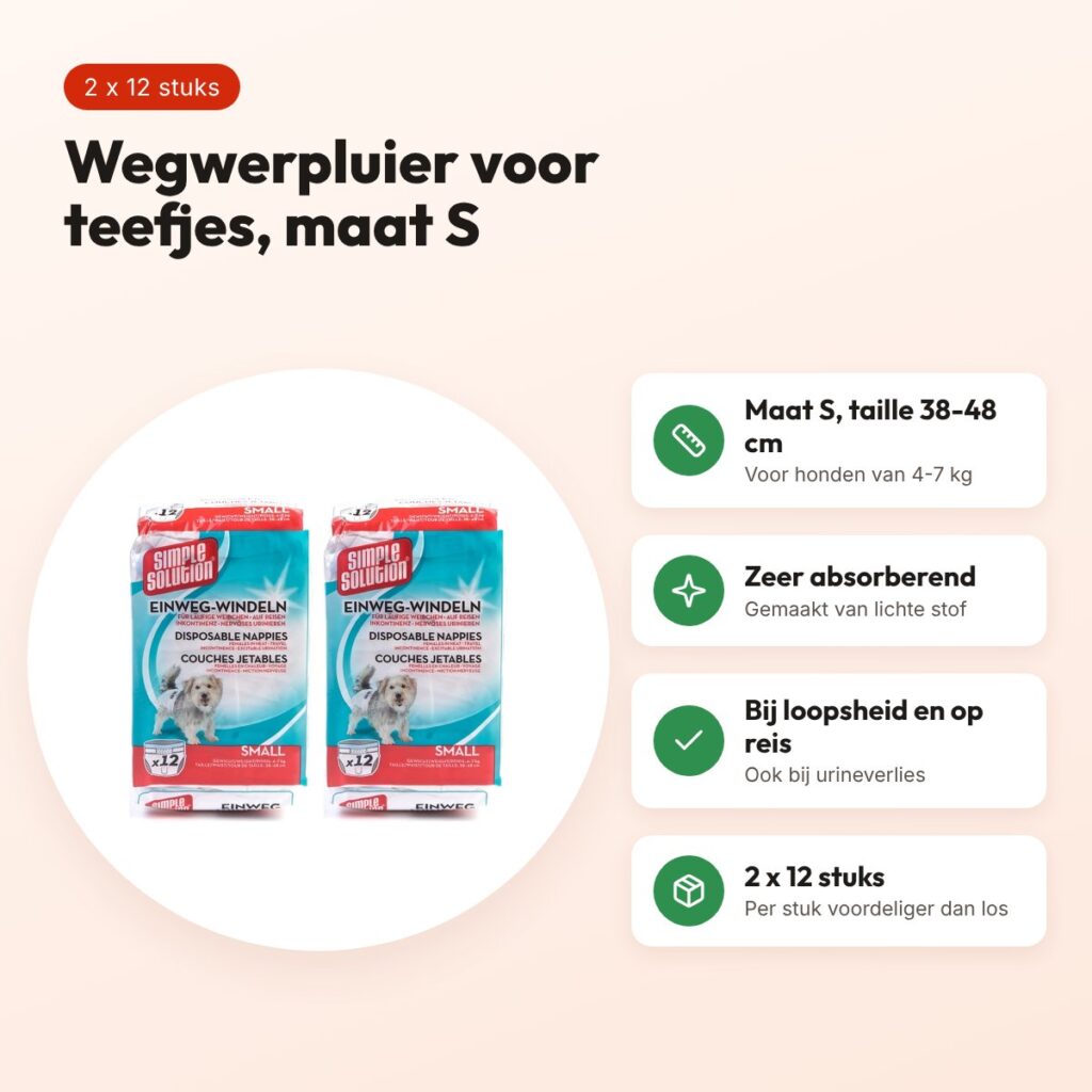 Simple Solution wegwerp hondenluier S 38-48 cm – multipack 2 x 12 stuks – voordelen