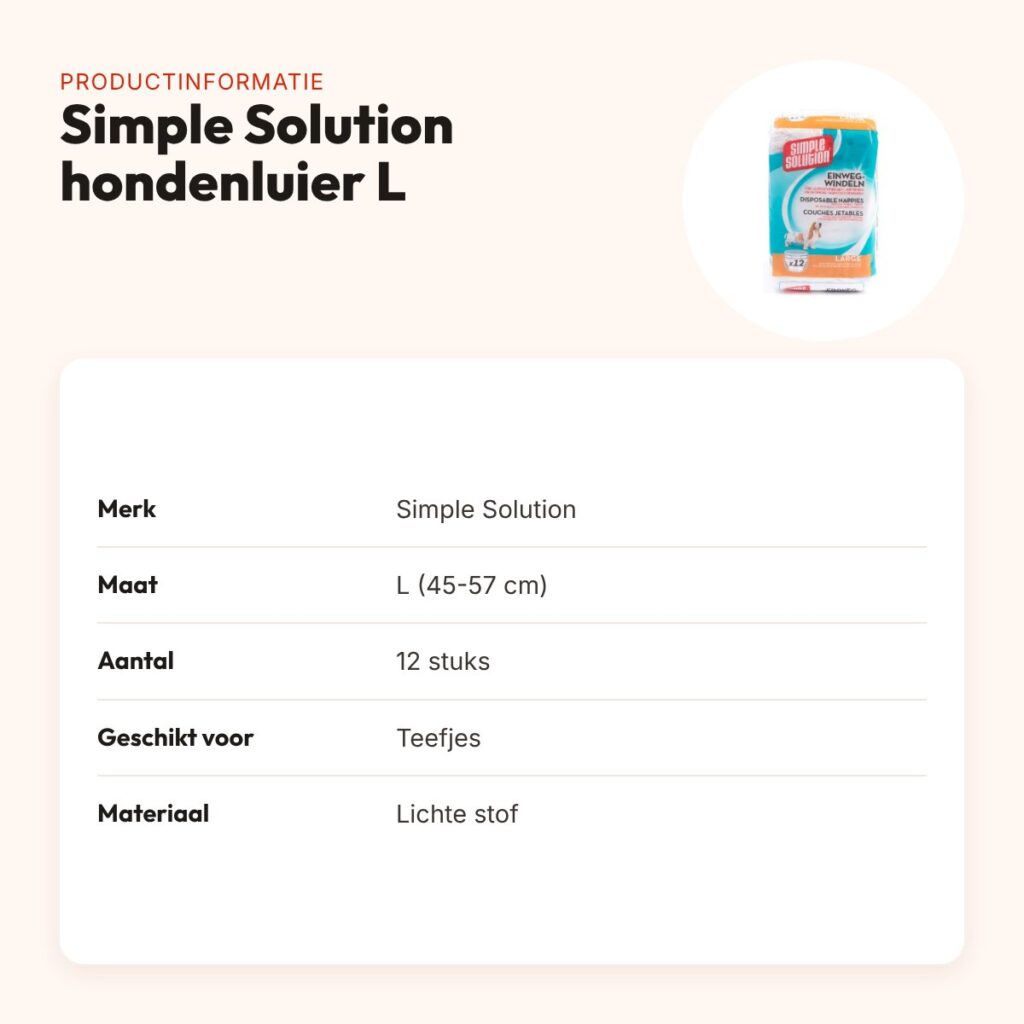 Simple Solution wegwerp hondenluier voor teefjes L 45-57 cm – 12 stuks – productinformatie