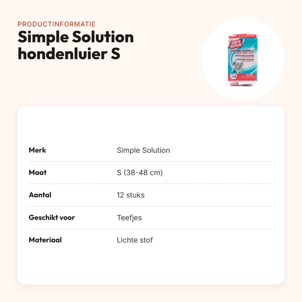 Simple Solution wegwerp hondenluier voor teefjes S 38-48 cm – 12 stuks – productinformatie