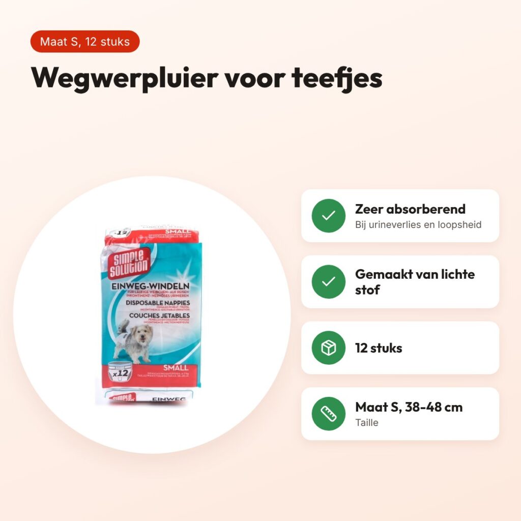 Simple Solution wegwerp hondenluier voor teefjes S 38-48 cm – 12 stuks – voordelen