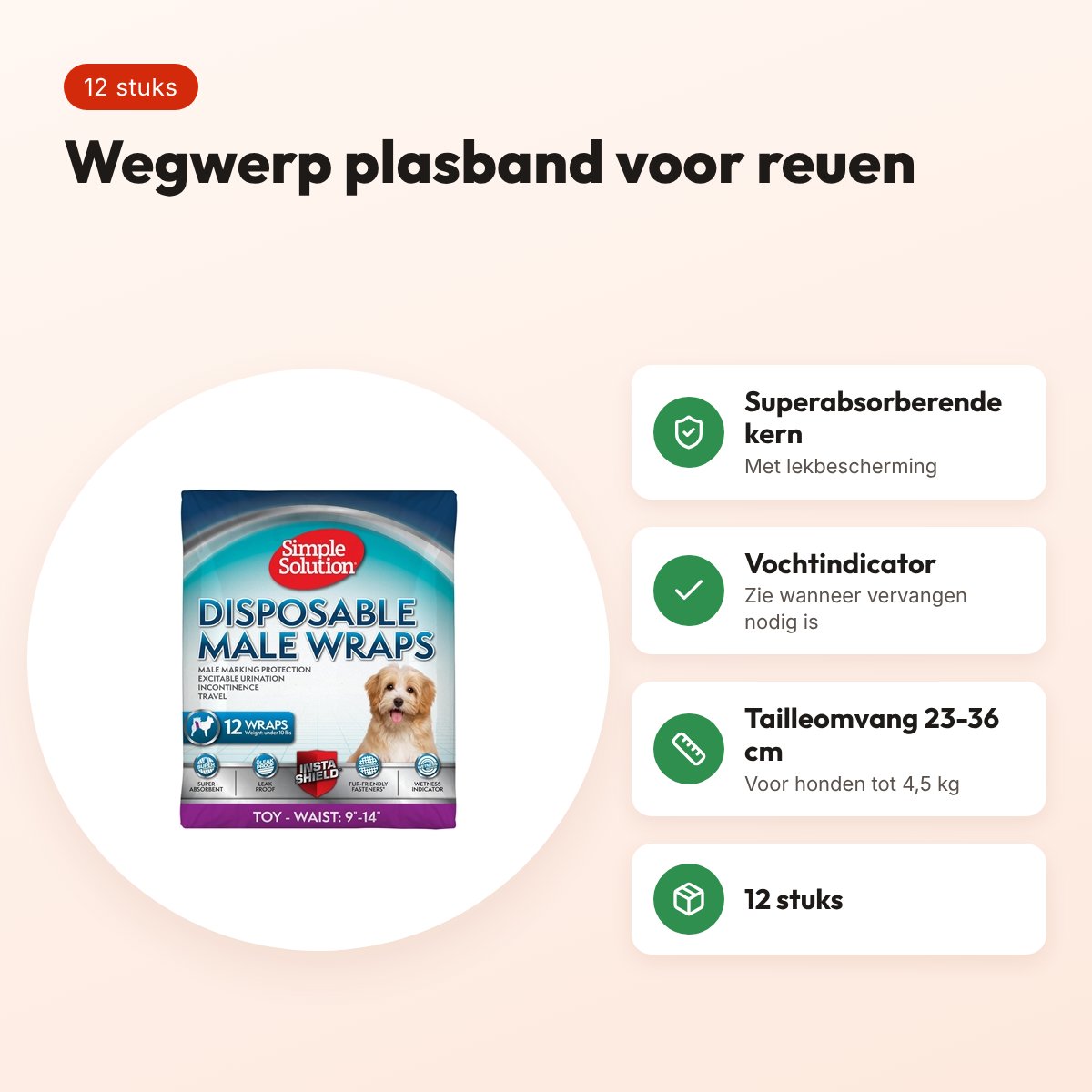 Simple Solution wegwerp plasband reu XS – 12 stuks, tot 4,5 kg – voordelen